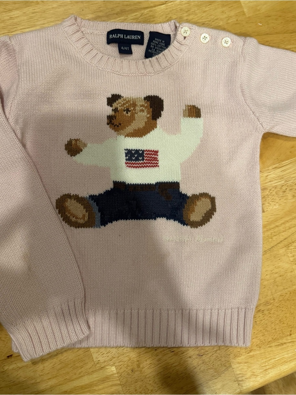 Ralph Lauren Light Pink Bear Knit Sweater